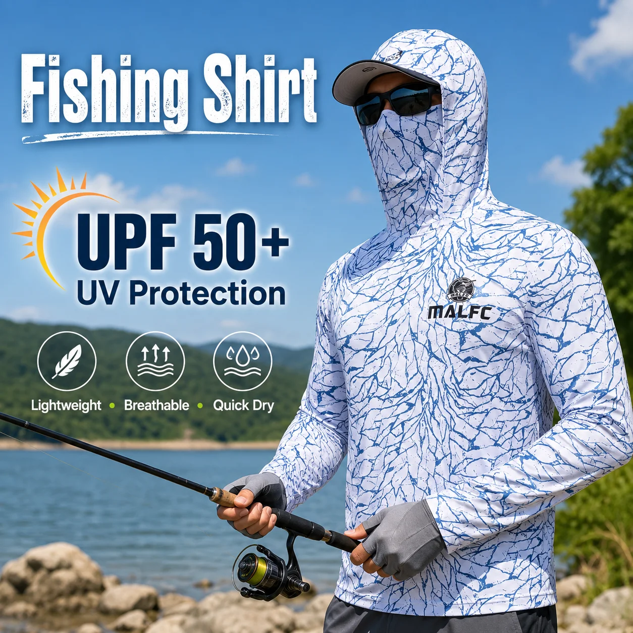 Fishing Mask Sun Protection - Erkekler için UPF 50+ UV Korumalı,