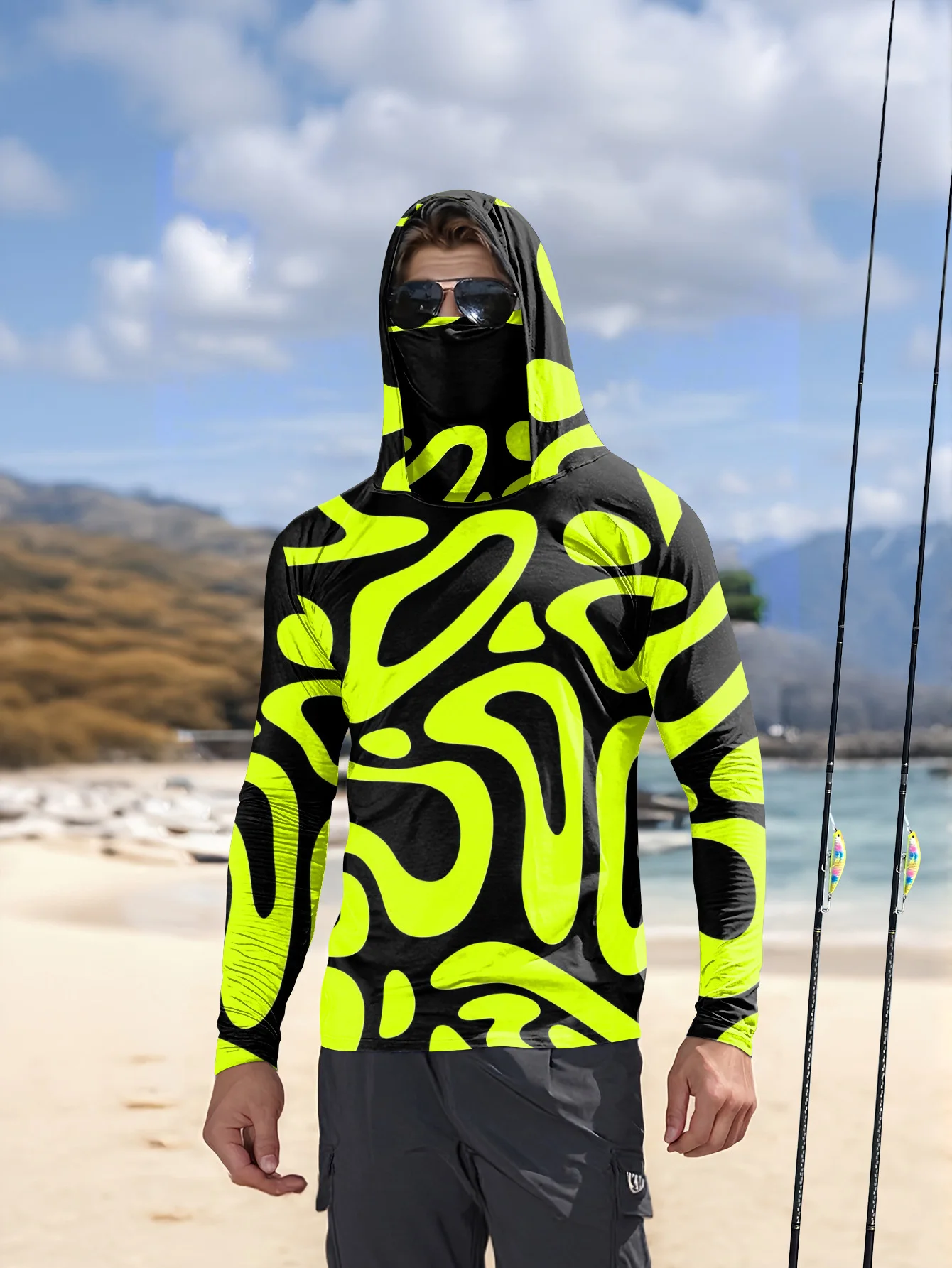 Erkekler için Neon Yeşil Renkl - Fishing Mask Sun Protection incelemesi ve fiyatı